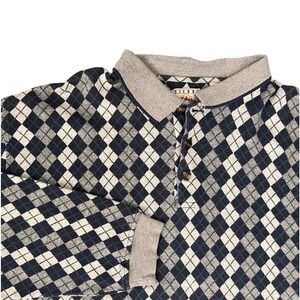 Sierra Fashions Shirt Argyle Pattern Long Sleeve VTG 90's Men's Large Y2K Knit